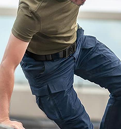 KEMISANT Tactical Belt 2 Packs, Mens Military Work Utility Belts 1.5",Quick Release Buckle,2Pack-Black/Light Gray2151,38"-42" Waist Adjustable