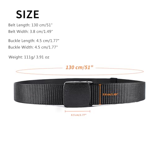 Moshero 4PCS Work Belts for Men, Unisex Nylon Canvas Belt for Men and Women, Adjustable Nylon Fabric Belt with Plastic Buckle Length 130 cm, Width 3.8 cm