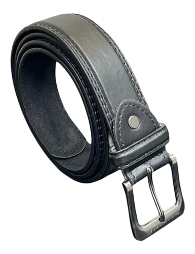 Men's Leather Belts, Choice of Colour, Up To 60" Waist, Smart Work Belt, Trouser Belts (Black, Large 36" - 39")