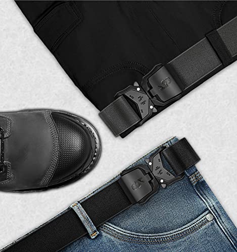 KEMISANT Tactical Belt 2 Packs, Mens Military Work Utility Belts 1.5",Quick Release Buckle,2Pack-Black/Light Gray2151,38"-42" Waist Adjustable
