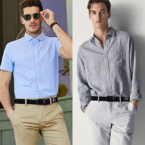 JasGood Braided Canvas Stretch Belt Elastic Casual Belt for Men,Women,Junior 1.3 Inch Wide (Black,Pants Size 39-44 Inch)