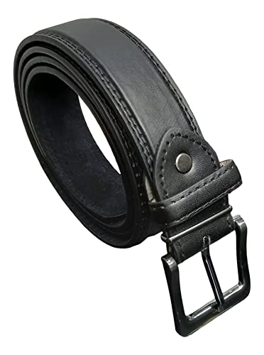 Men's Leather Belts, Choice of Colour, Up To 60" Waist, Smart Work Belt, Trouser Belts (Black, Large 36" - 39")