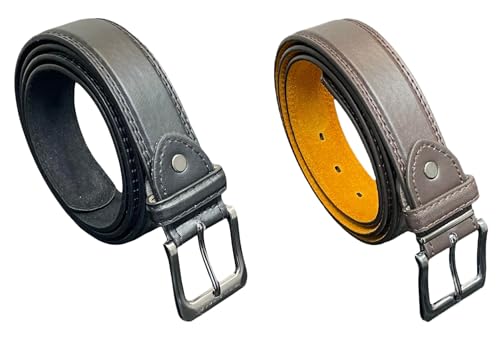 Men's Leather Belts, Choice of Colour, Up To 60" Waist, Smart Work Belt, Trouser Belts (Black, Large 36" - 39")