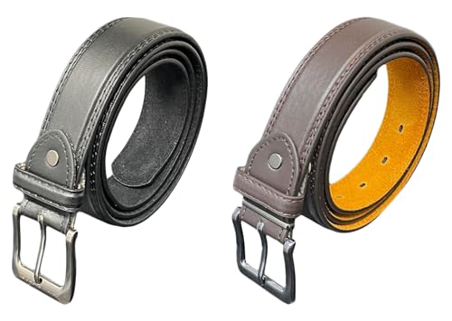 Men's Leather Belts, Choice of Colour, Up To 60" Waist, Smart Work Belt, Trouser Belts (Black, Large 36" - 39")