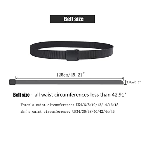 SAIBANGZI Military Tactical Belts for Men Women Nylon Belt Heavy Duty Quick Release Metal Free Canvas Buckle Belt (Black,125cm)