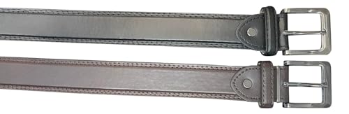 Men's Leather Belts, Choice of Colour, Up To 60" Waist, Smart Work Belt, Trouser Belts (Black, Large 36" - 39")