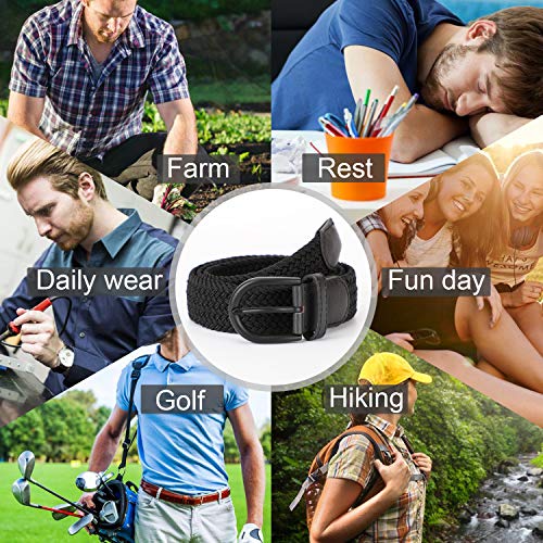 JasGood Braided Canvas Stretch Belt Elastic Casual Belt for Men,Women,Junior 1.3 Inch Wide (Black,Pants Size 39-44 Inch)