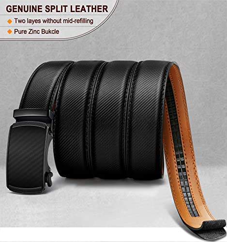 BULLIANT Men's Belt, Leather Ratchet Belt for Men Dress 1 3/8",Trim to Fit(Black-30-36" Waist Adjustable)