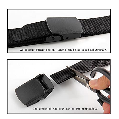 SAIBANGZI Military Tactical Belts for Men Women Nylon Belt Heavy Duty Quick Release Metal Free Canvas Buckle Belt (Black,125cm)