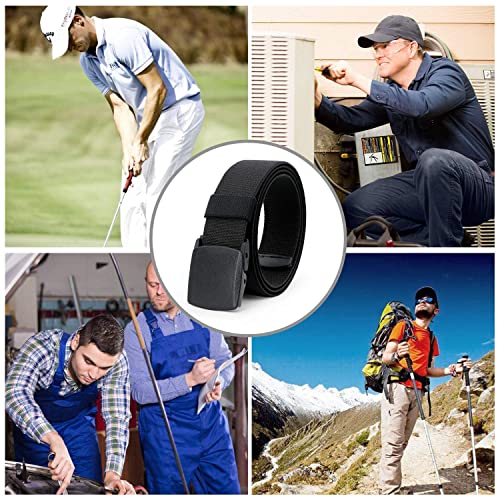 JASGOOD Elastic Stretch Belt for Men Breathable Sports Outdoor Belt, 3.8cm Plastic Buckle with Standby Nickle Free Plastic Buckle, Black