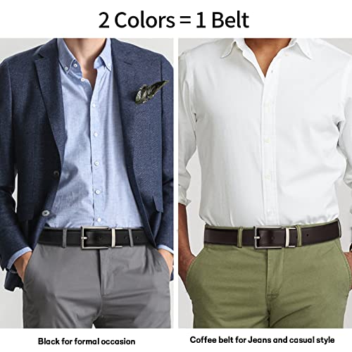 Alphyly Mens Leather Belts for Men,Black Reversible Leather Belt for Men,Mens Belts Leather for Jeans,Boss Belts Designer Belt Waist Belt Men One Belt(not pack) Length110cm