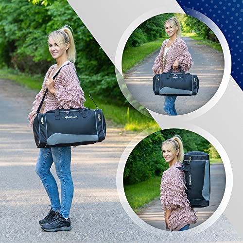 LifeStyleMall Sports Bag - Gym Bag - 30 L - Gym Bag Mens – Travel Bag – Waterproof and Tear Resistant Duffle Bag – Multipurpose -Modern Design – Ideal for Gym, Airport (Black/Grey)