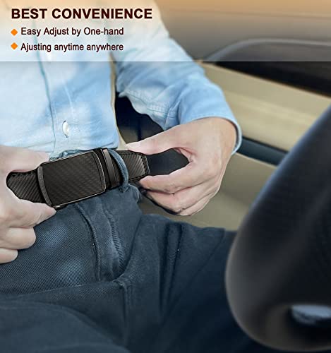 BULLIANT Men's Belt, Leather Ratchet Belt for Men Dress 1 3/8",Trim to Fit(Black-30-36" Waist Adjustable)