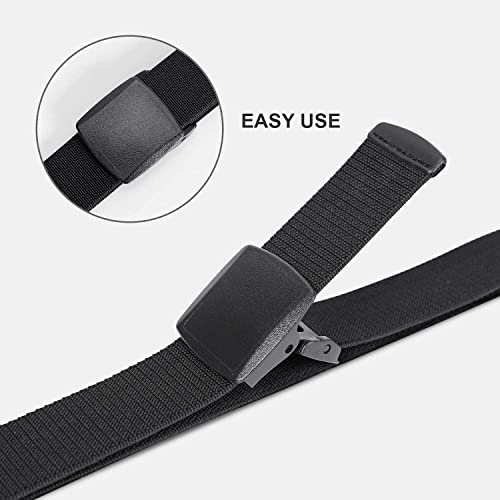 JASGOOD Elastic Stretch Belt for Men Breathable Sports Outdoor Belt, 3.8cm Plastic Buckle with Standby Nickle Free Plastic Buckle, Black