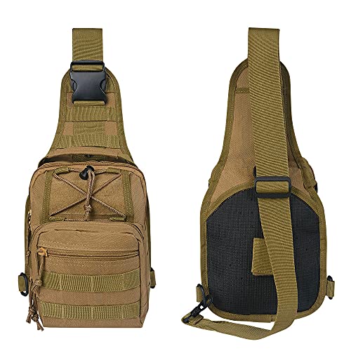 flintronic Tactical Shoulder Bag, Tactical Molle Sling Chest Pack, Laptop Daypack Daysack Military Mini Backpack for Hiking,Cycling, Traveling (Include 1*Keychain)