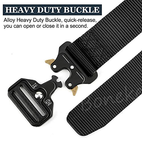 Military Belt, 2 Pack Men Tactical Belt Adjustable Nylon Belt with Quick Release Metal Buckle Ideal for Equipment Belt, Daily Belt, Work Belt, Everyday Carry Belt