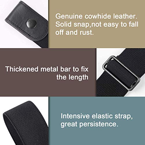 WERFORU No Buckle Belt Buckle Free Belt Men No Show Elasticated Belt Elastic Durable Invisible Adjustable Waist Belt Buckless Stretch Belt Black