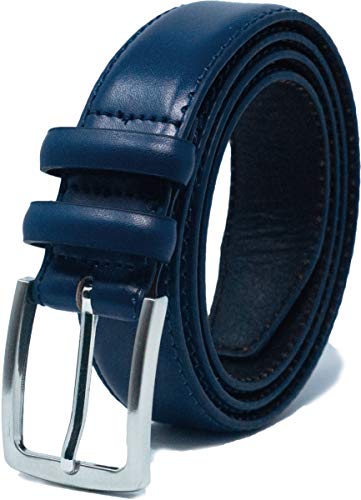 Ashford Ridge Mens 33mm Double Loop Leather Belt - Navy Medium