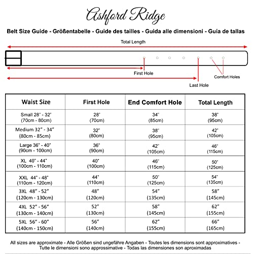 Ashford Ridge Mens 33mm Double Loop Leather Belt - Navy Medium