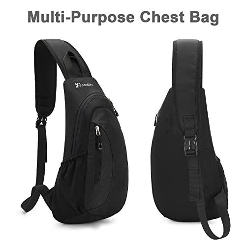 Mardiko Sling Bag for Men Women, Small Backpack Shoulder Chest Bag, Waterproof Lightweight One Strap Rucksack for Travel Sports Hiking, Black