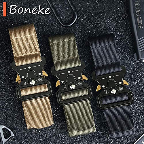 Military Belt, 2 Pack Men Tactical Belt Adjustable Nylon Belt with Quick Release Metal Buckle Ideal for Equipment Belt, Daily Belt, Work Belt, Everyday Carry Belt