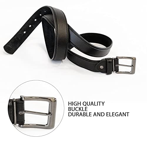 Woodland Leathers Genuine Leather Men's Stylish Plain Leather Trouser black Belt for jeans and suit (Medium 32" - 35", BLACK)