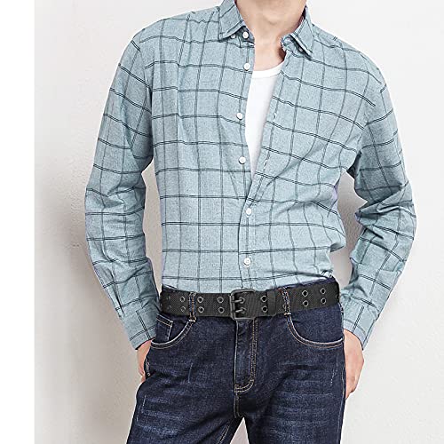 Drizzte Mens Belt Plus Size 110cm Nylon Canvas Webbing Belt Double Grommet Black