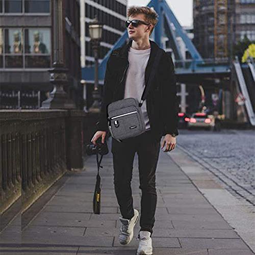 A-QMZL Men Shoulder Bag Messenger Bags Small Canvas Cross Body Bag Casual Travel Phone Bag Handbag with Multiple Pockets for School Working Hiking (Gray1)