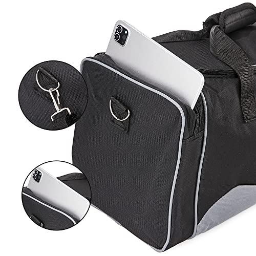 LifeStyleMall Sports Bag - Gym Bag - 30 L - Gym Bag Mens – Travel Bag – Waterproof and Tear Resistant Duffle Bag – Multipurpose -Modern Design – Ideal for Gym, Airport (Black/Grey)