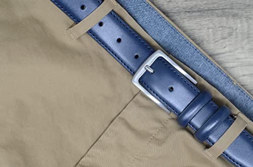 Ashford Ridge Mens 33mm Double Loop Leather Belt - Navy Medium