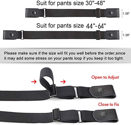 WERFORU No Buckle Belt Buckle Free Belt Men No Show Elasticated Belt Elastic Durable Invisible Adjustable Waist Belt Buckless Stretch Belt Black