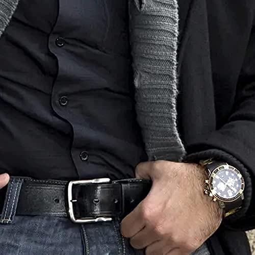 Woodland Leathers Genuine Leather Men's Stylish Plain Leather Trouser black Belt for jeans and suit (Medium 32" - 35", BLACK)