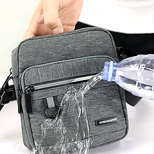 A-QMZL Men Shoulder Bag Messenger Bags Small Canvas Cross Body Bag Casual Travel Phone Bag Handbag with Multiple Pockets for School Working Hiking (Gray1)