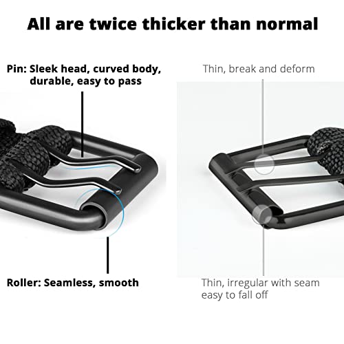 Drizzte Mens Belt Plus Size 110cm Nylon Canvas Webbing Belt Double Grommet Black