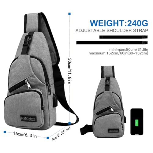 Shoulder Bag, Sling Bag Crossbody Backpack - Anti-Theft Chest Shoulder Cross Body Bag Casual Daypack with USB Charging Port for Outdoor Hiking and Traveling