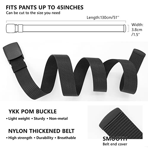 LXMY Work Belts for Men,Belts for Men,Adjustable Nylon Fabric Belt,No Metal Buckle, Fast Pass Through the Airport Security,Suitable for Anywhere
