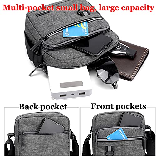 A-QMZL Men Shoulder Bag Messenger Bags Small Canvas Cross Body Bag Casual Travel Phone Bag Handbag with Multiple Pockets for School Working Hiking (Gray1)