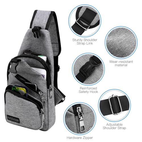 Shoulder Bag, Sling Bag Crossbody Backpack - Anti-Theft Chest Shoulder Cross Body Bag Casual Daypack with USB Charging Port for Outdoor Hiking and Traveling