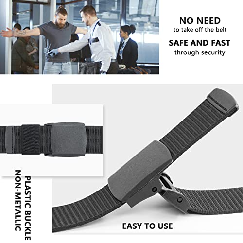 LXMY Work Belts for Men,Belts for Men,Adjustable Nylon Fabric Belt,No Metal Buckle, Fast Pass Through the Airport Security,Suitable for Anywhere