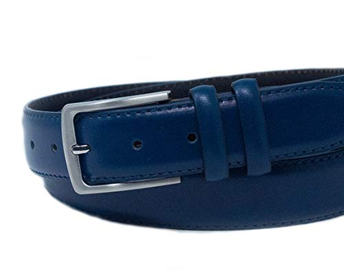 Ashford Ridge Mens 33mm Double Loop Leather Belt - Navy Medium
