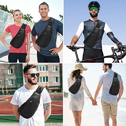 Mardiko Sling Bag for Men Women, Small Backpack Shoulder Chest Bag, Waterproof Lightweight One Strap Rucksack for Travel Sports Hiking, Black