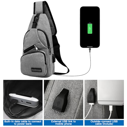 Shoulder Bag, Sling Bag Crossbody Backpack - Anti-Theft Chest Shoulder Cross Body Bag Casual Daypack with USB Charging Port for Outdoor Hiking and Traveling