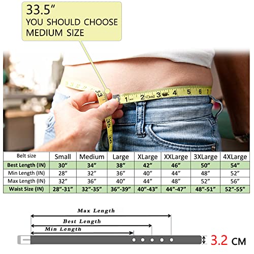 Men Black Leather Belt Double Stitched leather lined belt for Jeans, Suit, Work and Special Occasion (Medium (32"-36"), Brown)