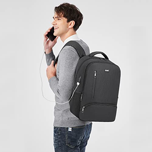 Kono Travel Laptop Backpack with USB Charging Port Water Resistant Work Business Computer Bag Schoolbag Rucksack for Women Men Casual Daypack Fits 15.6 Inch Laptop