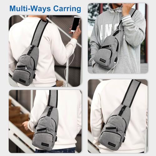 Shoulder Bag, Sling Bag Crossbody Backpack - Anti-Theft Chest Shoulder Cross Body Bag Casual Daypack with USB Charging Port for Outdoor Hiking and Traveling