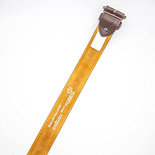 Men Black Leather Belt Double Stitched leather lined belt for Jeans, Suit, Work and Special Occasion (Medium (32"-36"), Brown)