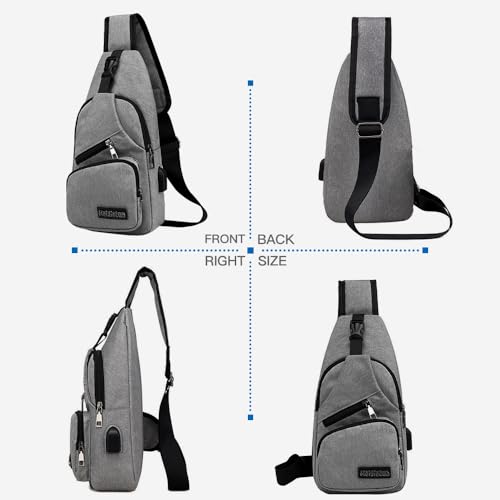 Shoulder Bag, Sling Bag Crossbody Backpack - Anti-Theft Chest Shoulder Cross Body Bag Casual Daypack with USB Charging Port for Outdoor Hiking and Traveling