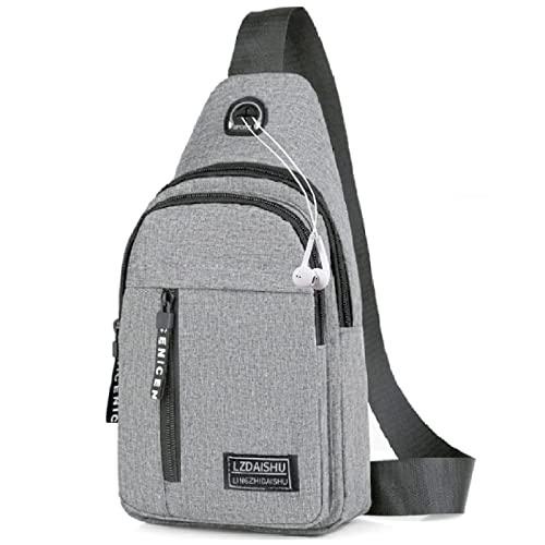 Yafe Sling Shoulder Backpack, Small Rucksack for Men Lightweight Nylon Sling Rucksack Bag Anti-theft Casual Men Women Chest Bag for Hiking Cycling Outdoor Travelling(Grey)