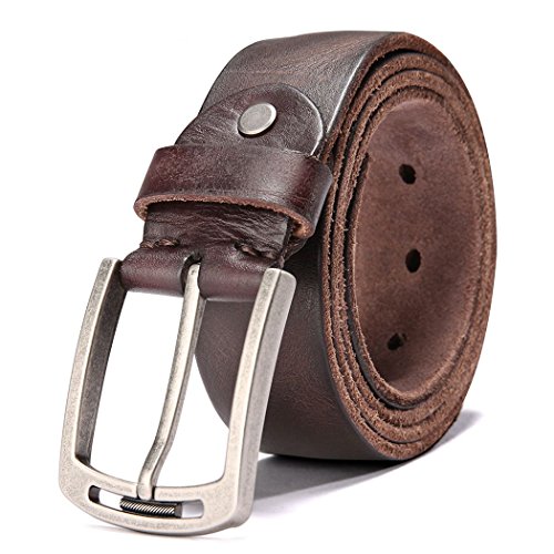 HZHY Men's Leather Belt,Cowboy Jeans Belt Men for Casual Wear & Jeans,Anti-Scratch Pin Buckle (S (34''- 38''), Type 1-2)