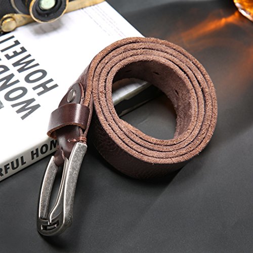 HZHY Men's Leather Belt,Cowboy Jeans Belt Men for Casual Wear & Jeans,Anti-Scratch Pin Buckle (S (34''- 38''), Type 1-2)